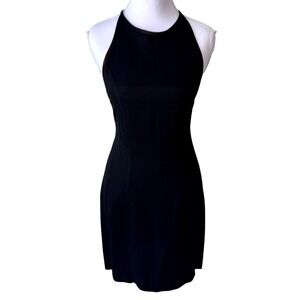 Vintage Mini Dress Black Textured Open Back Tie Halter Be Smart Size‎ 5/6